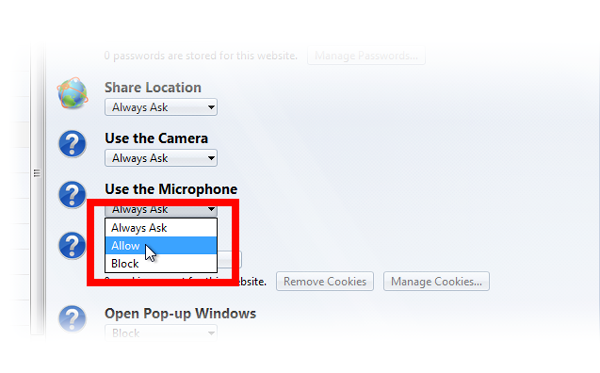 Firefox Hello no puede acceder a mi micrófono o cámara