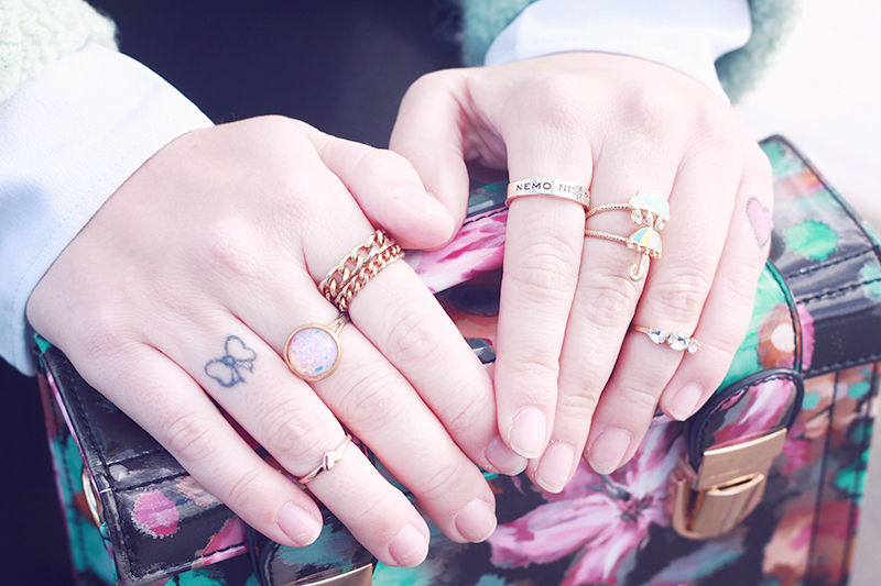 rings midi golden finger tattoos
