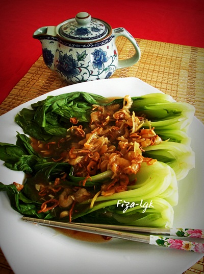 Sayur Bok Choy Kukus Dengan Sos Bawang Putih Fizas Cooking