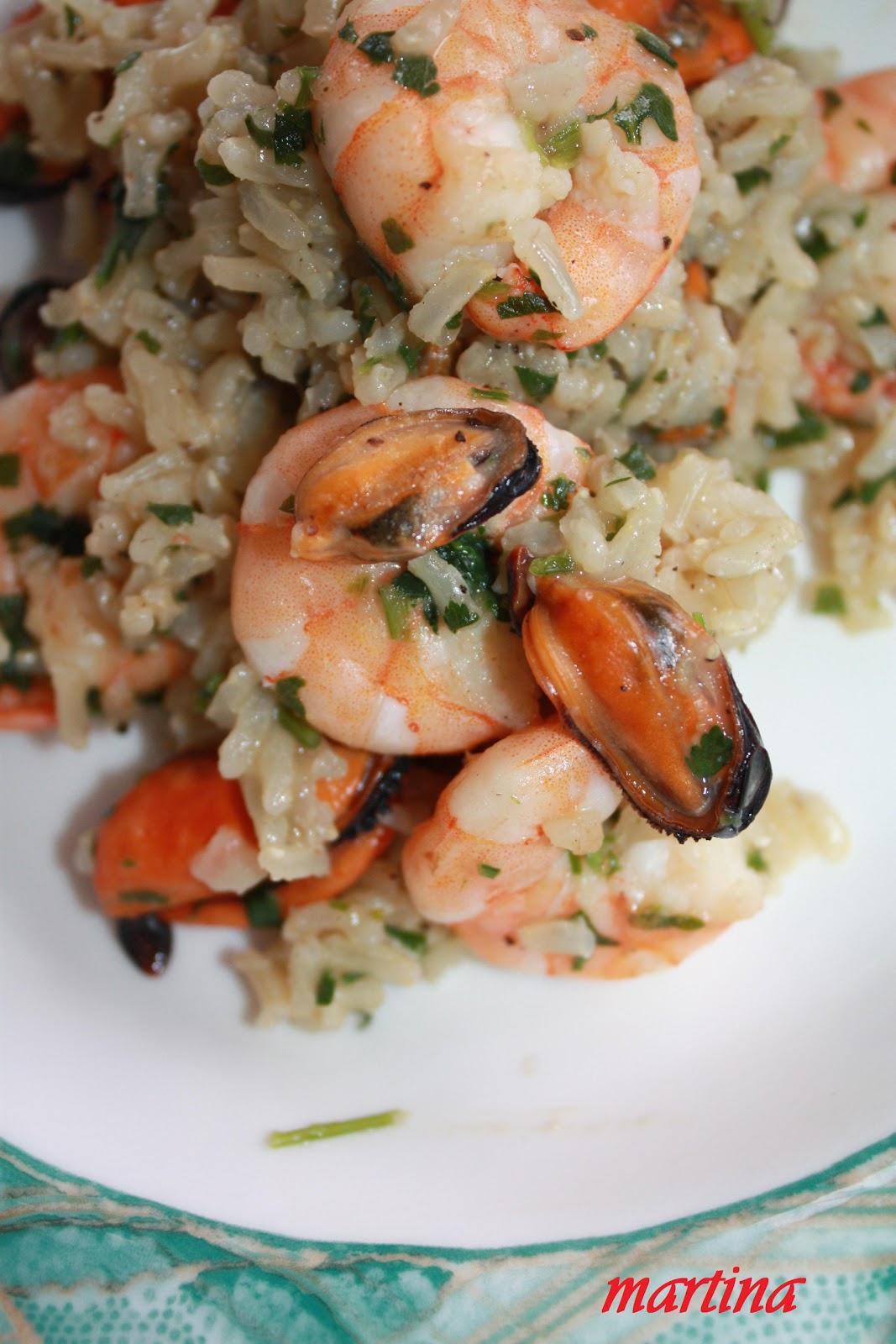 La dottolinga in cucina Risotto ubriaco ai gamberi e cozze