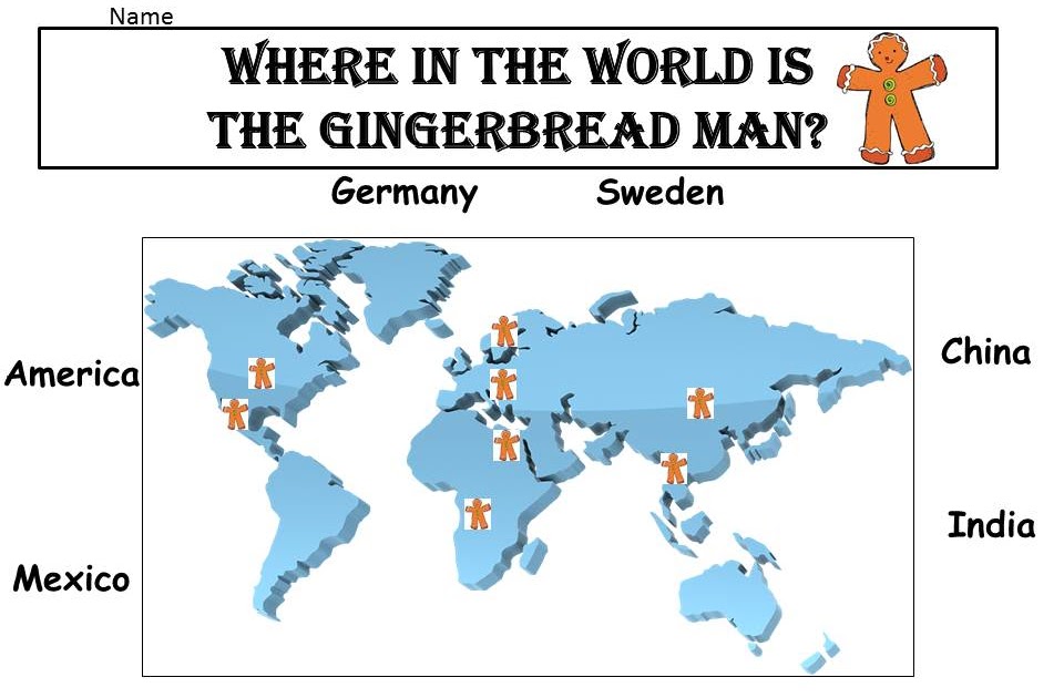 For the Love of Kindergarten Gingerbread Man World Tour Freebie