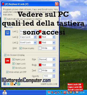 keyboard leds led accesi sulla tastiera