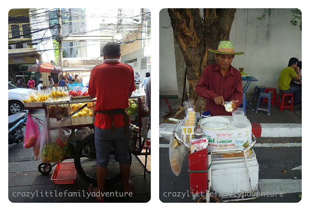 street food in bangkok collage bangkok fresh fruit, coconut ice cream