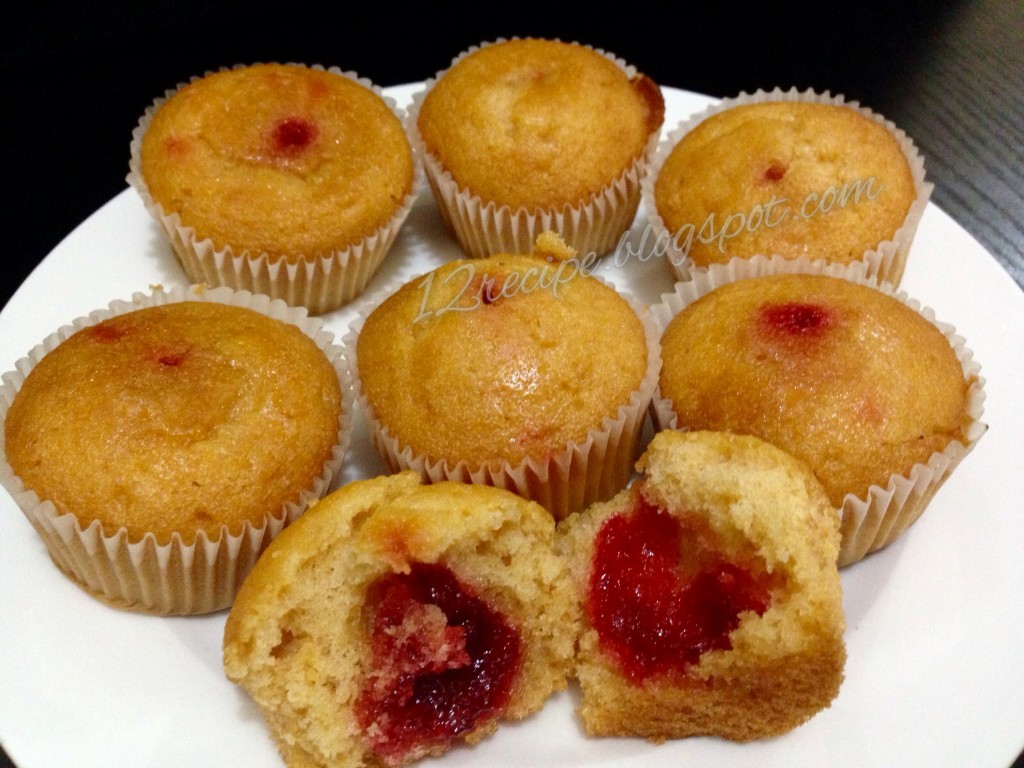 Strawberry jam filled muffin Recipe Book
