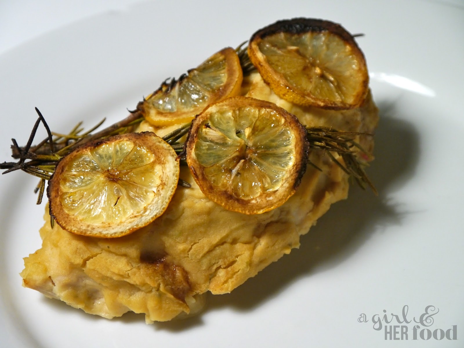 A Girl & Her Food Hummus Crusted Chicken with Rosemary & Lemon