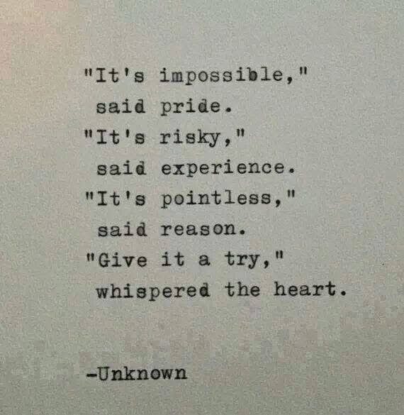 "IT'S IMPOSSIBLE," SAID PRIDE. "IT'S RISKY," SAID EXPERIENCE. "IT'S