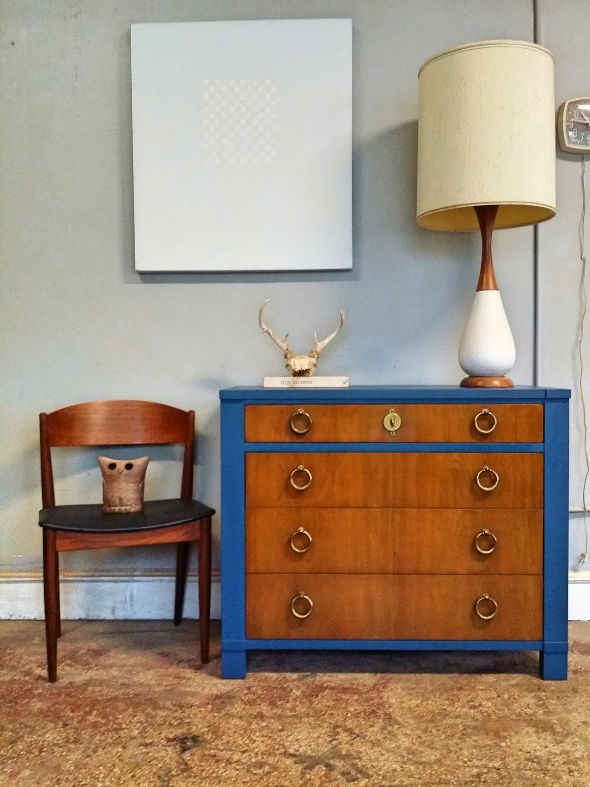 Vintage Ground Mid Century / Art Deco Large Four Drawer Chest / Entry