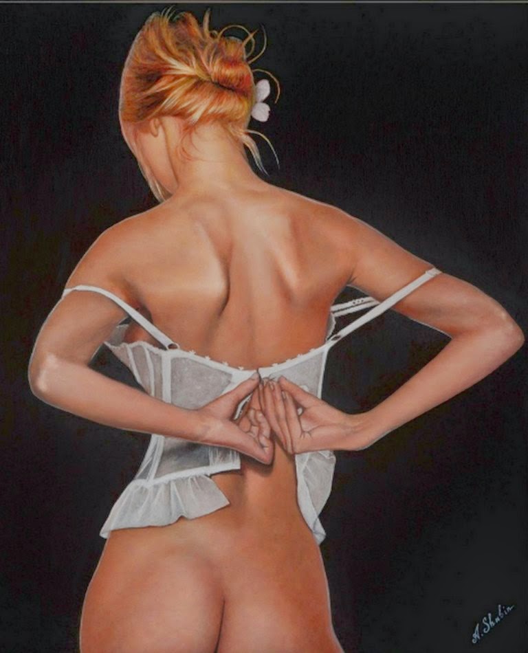 pinturas-al-oleo-de-mujeres-desnudas mujer-en-lencería-pintada-al-óleo