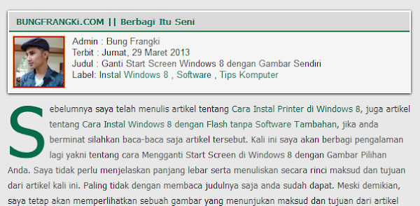 Membuat Huruf Besar Sekali di Awal Postingan Blog