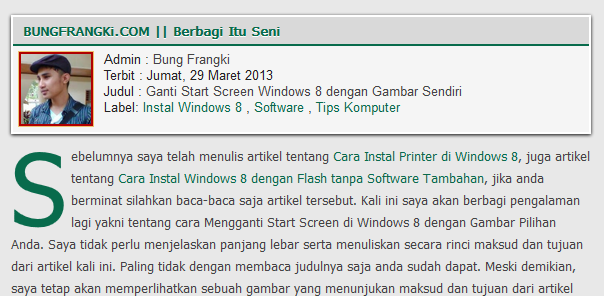 Membuat Huruf Besar Sekali di Awal Postingan Blog Membuat Huruf Besar Sekali di Awal Postingan Blog