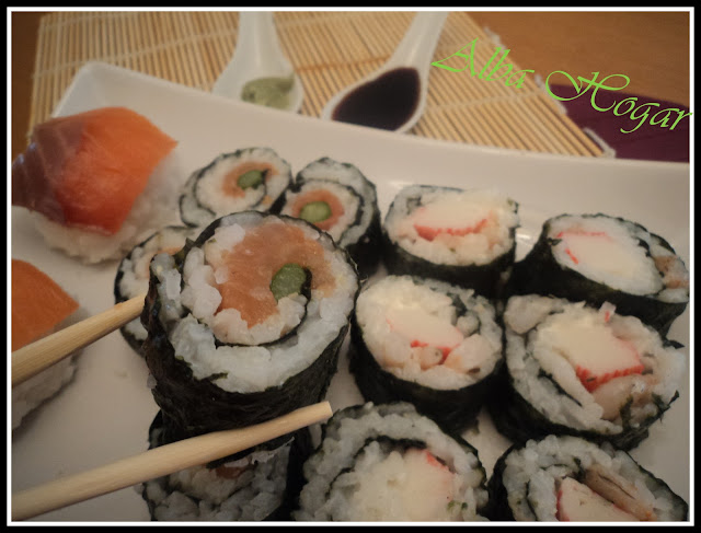 sushi  salmón cangrejo alba hogar