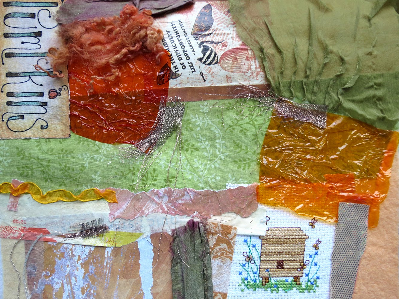 CAROLYN SAXBY MIXED MEDIA TEXTILE ART textiles free fabric collage