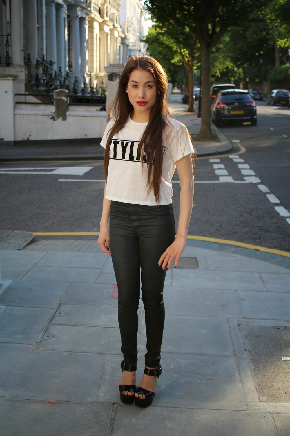 Black jeans and red lipstick Life with a lip gloss smile