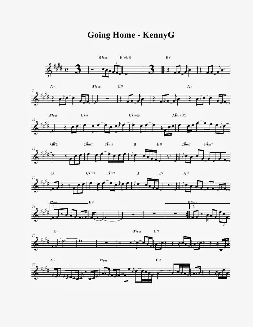 Kenny g Going home Partituras para Saxofon