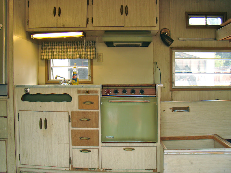 My brown eyed girl Before and After, inside my 1968 "Ideal" trailer!!