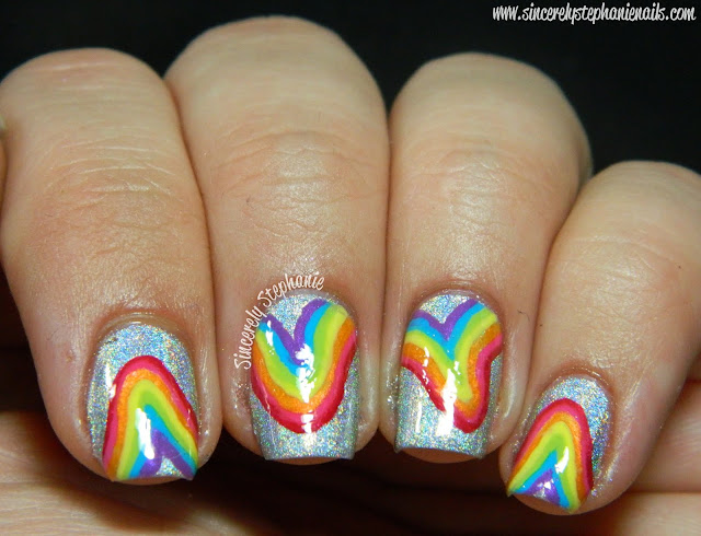 rainbow nail art