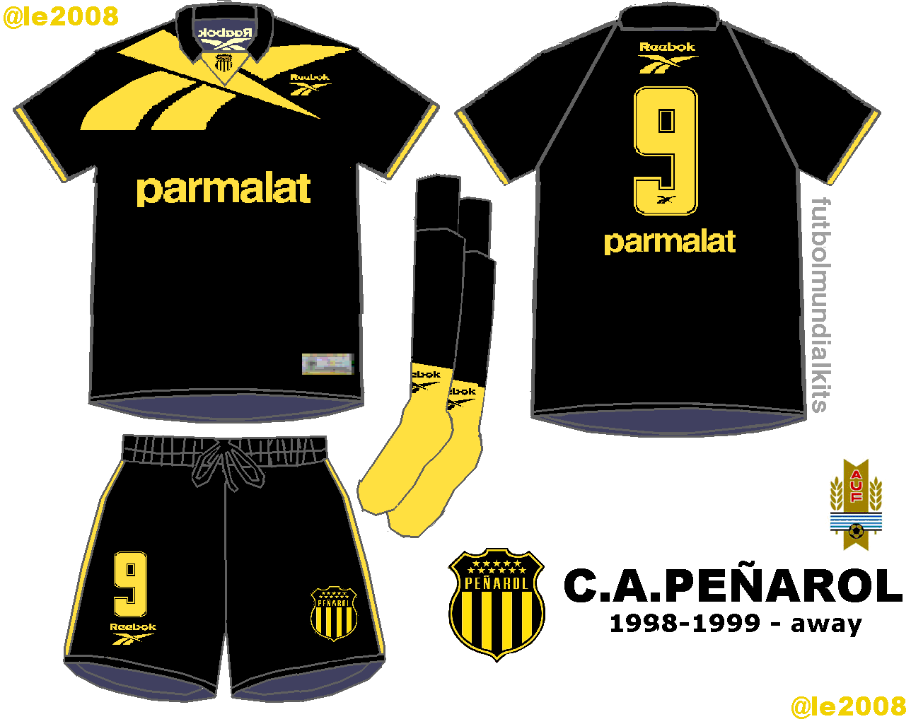 Fútbol Mundial Kits Uruguay C. A. Peñarol 1998/1999 (home y away)