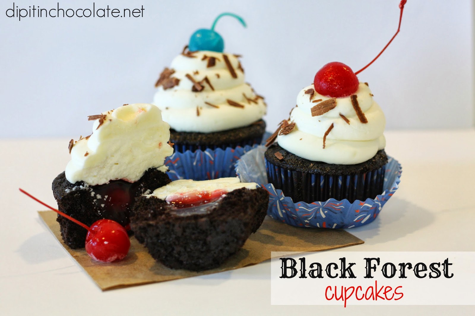 Black Forest Cupcakes {Cherry Bomb Cupcakes} Dip it in Chocolate