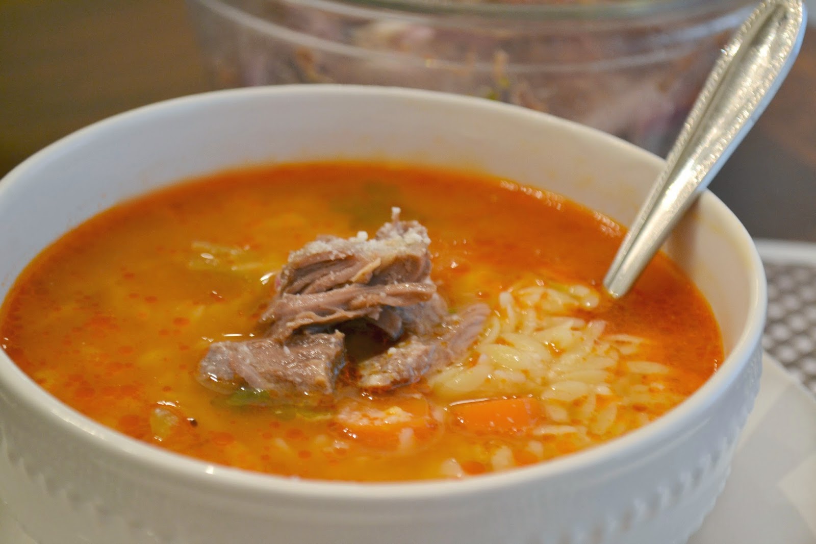 It's A Mom's World Beef Soup with Beef Shank & Onions On the Side