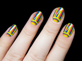 Electric carnival half moon nail art by @chalkboardnails