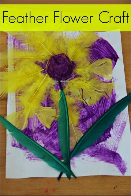 Flower feather craft Easy flower craft for kids to make