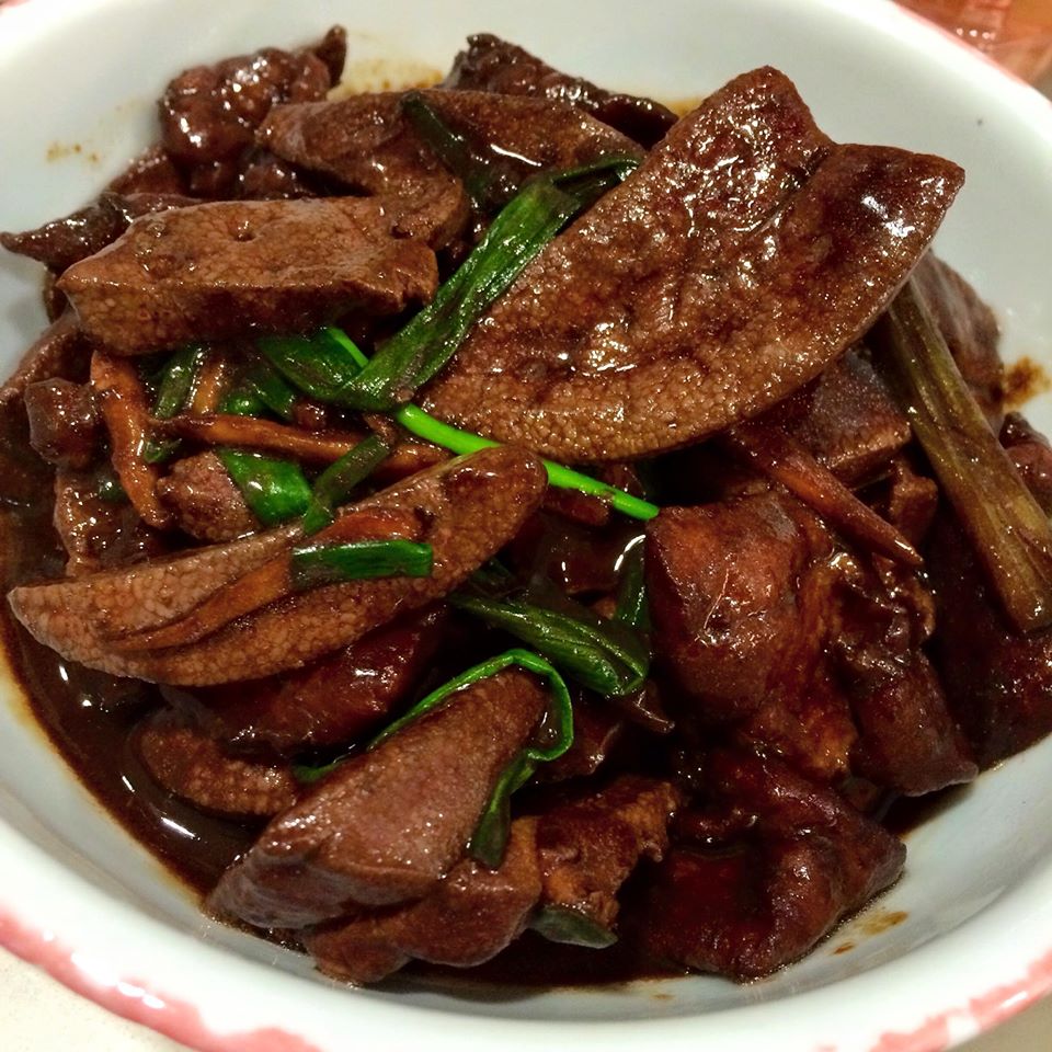 Sliced pork & liver with ginger & spring onions by Amelia Renee Lim