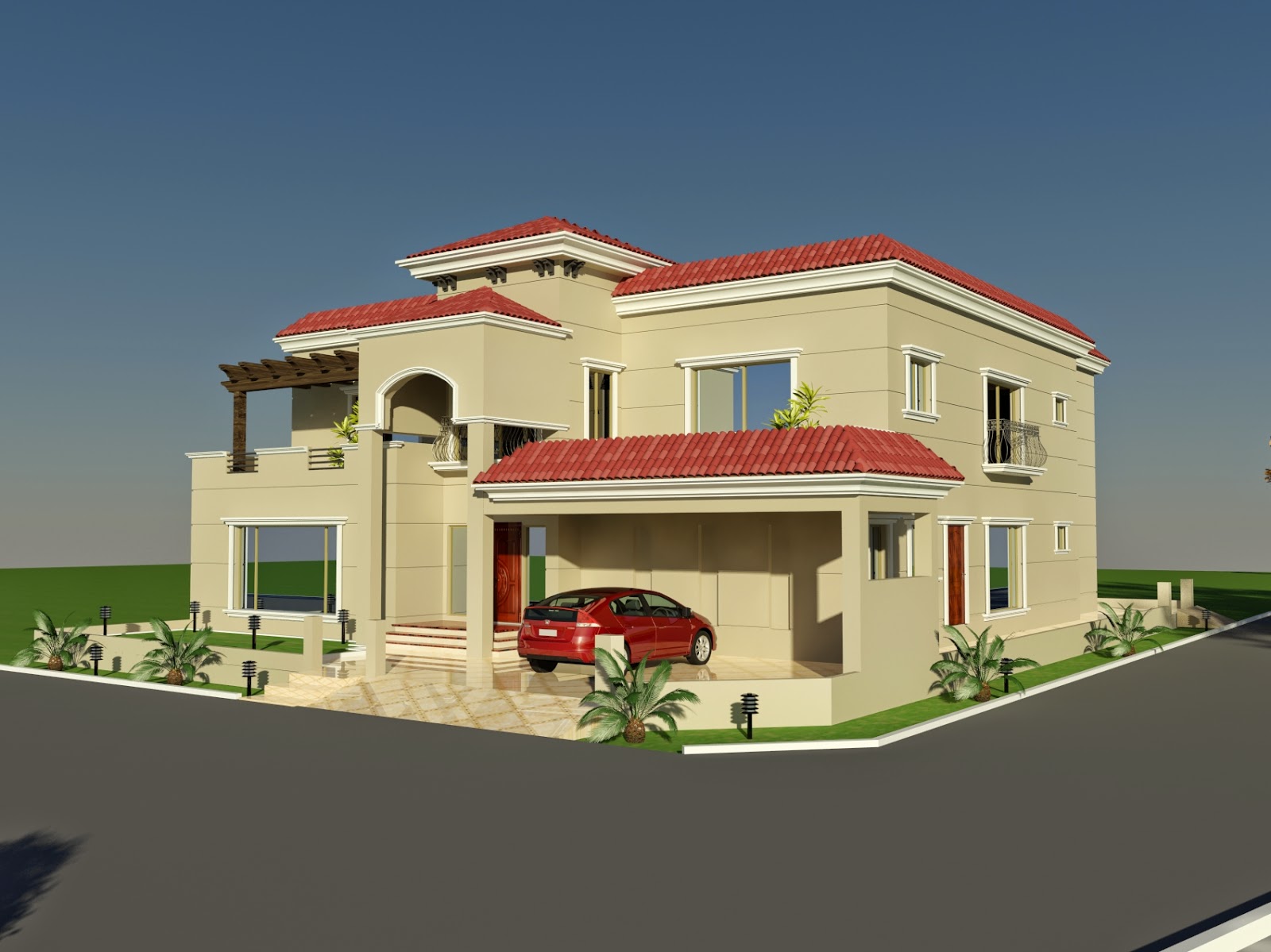 60' X 100' Wapda Town 1 Kanal House Design 3D Front elevation in Lahore