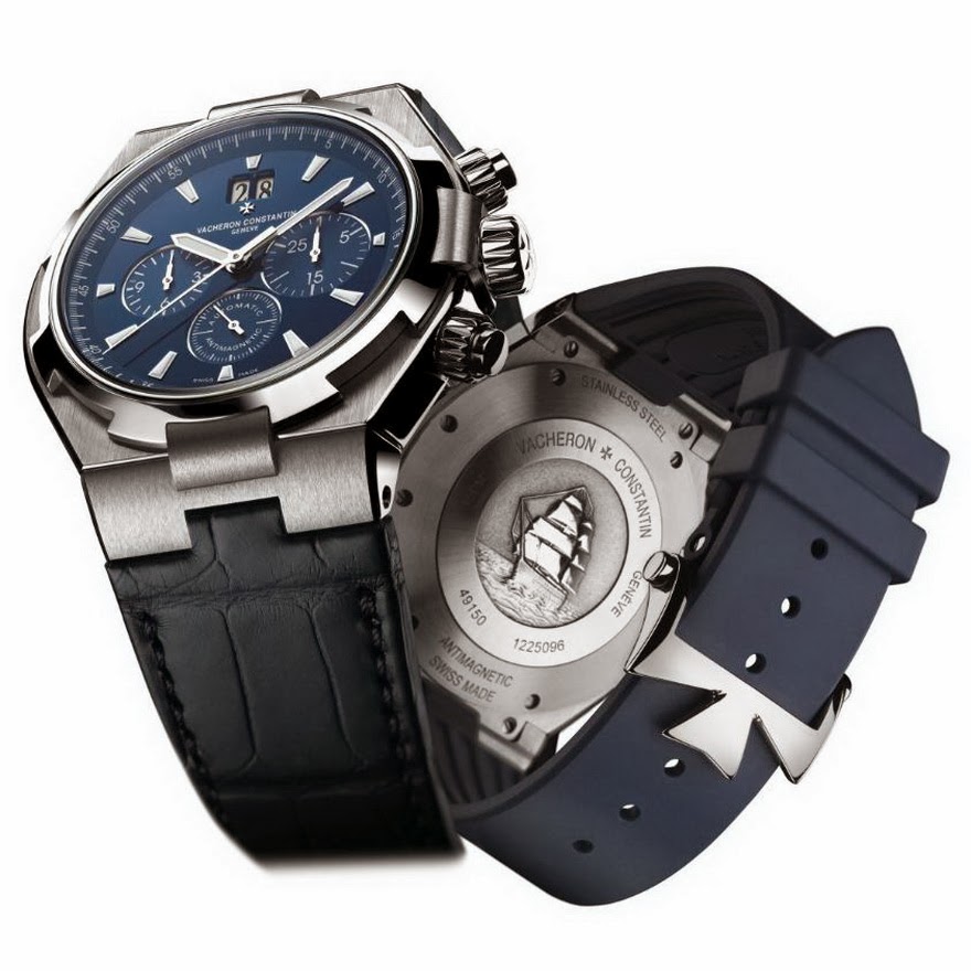 Vacheron+Constantin+Overseas+Blue+Men%27s+Leather+Watch+-+49150