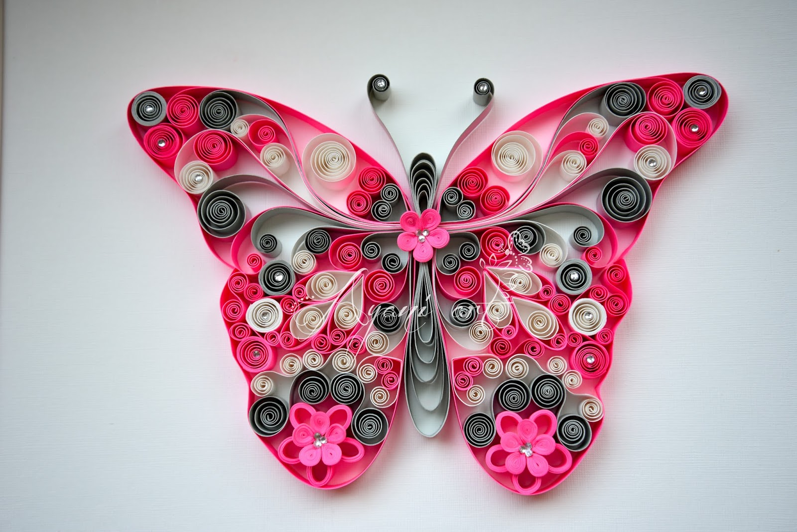 Ayani art Quilling Pink and Grey Butterfly