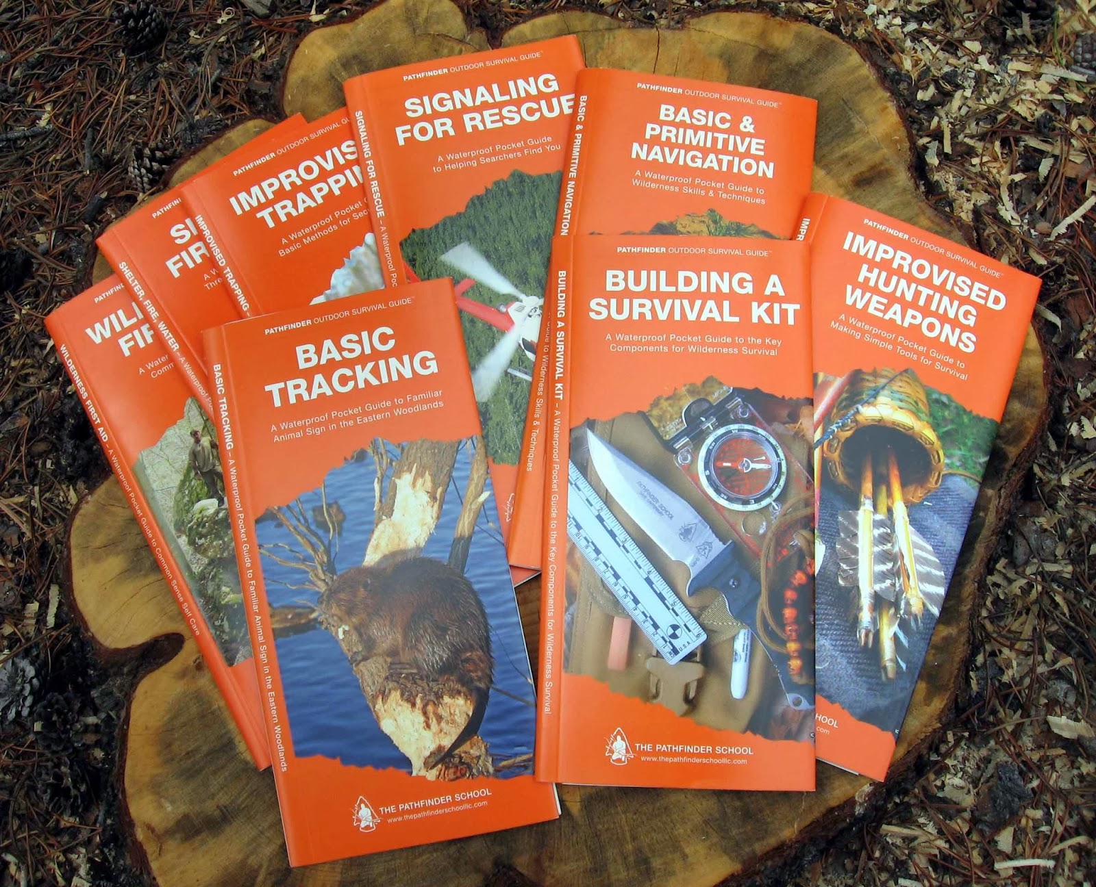 The eight different titles are. pocket survival guides. sent us. 