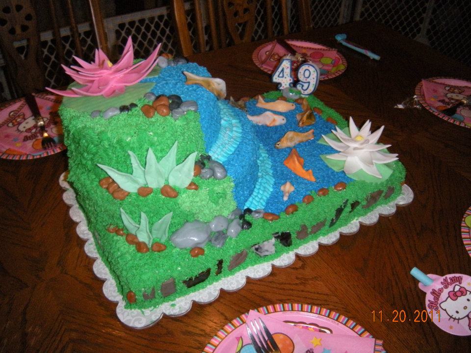 orange koi pond cake