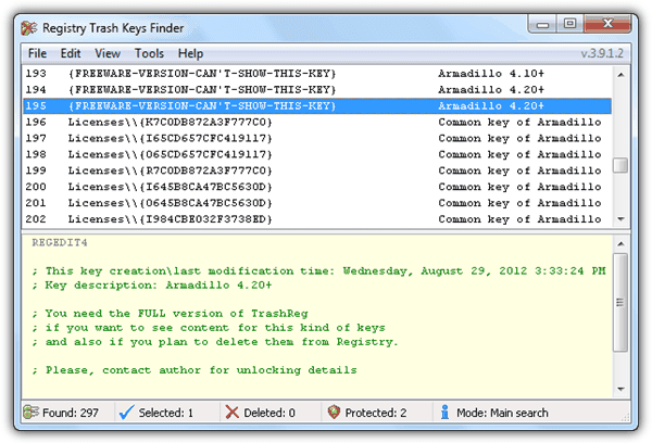 registry trash key finder