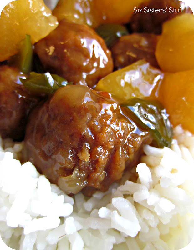 Slow Cooker Hawaiian Meatballs Six Sisters' Stuff