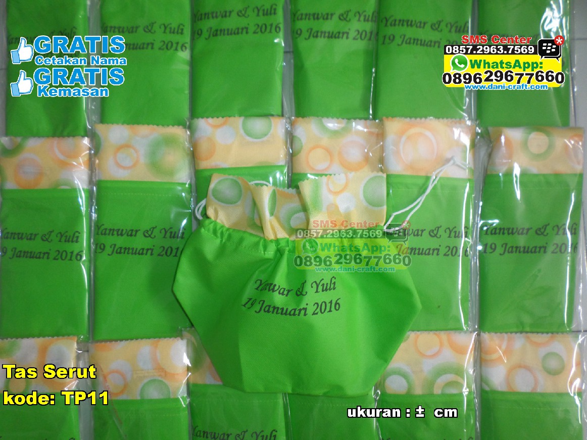 Tas Serut kain Spunbond, Tas Serut Furing (TP11) | Souvenir Pernikahan