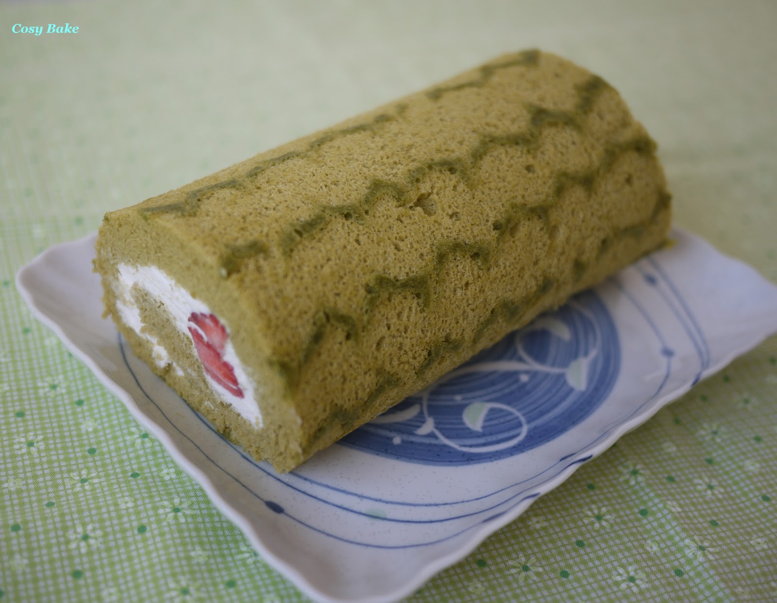 Watermelon Skin Matcha Roll Cake