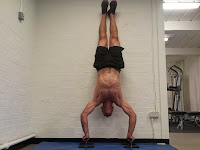 Wall raised handstand push ups