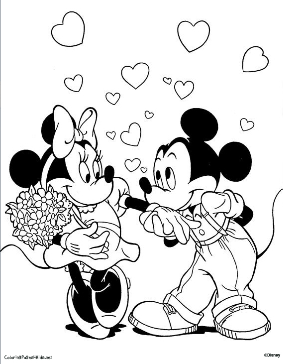 Disney Coloring Pages: Disney Valentines Coloring Pages