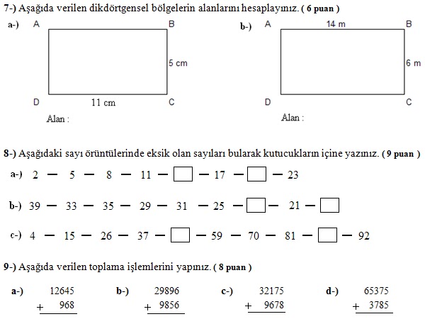 5. Sinif Matematik 2. Dönem 2. Yazılı Soruları 2013 - Matematik-Tr