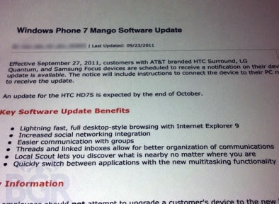 AT & T Unveils Push Update Mango on 27 September AT & T Unveils Push Update Mango on 27 September