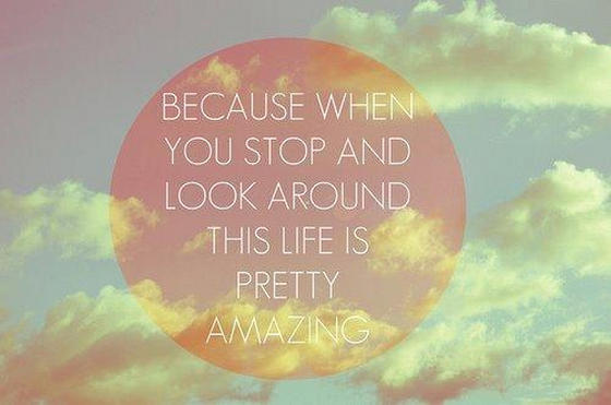 Because when you stop and look around this life is pretty amazing