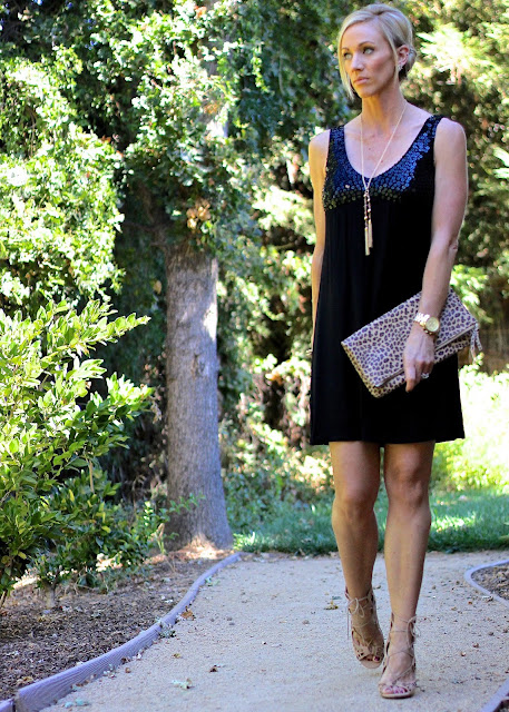 little black dress with sequins