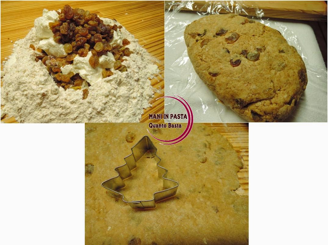 Mani in pasta quanto basta Alberelli con l'uvetta