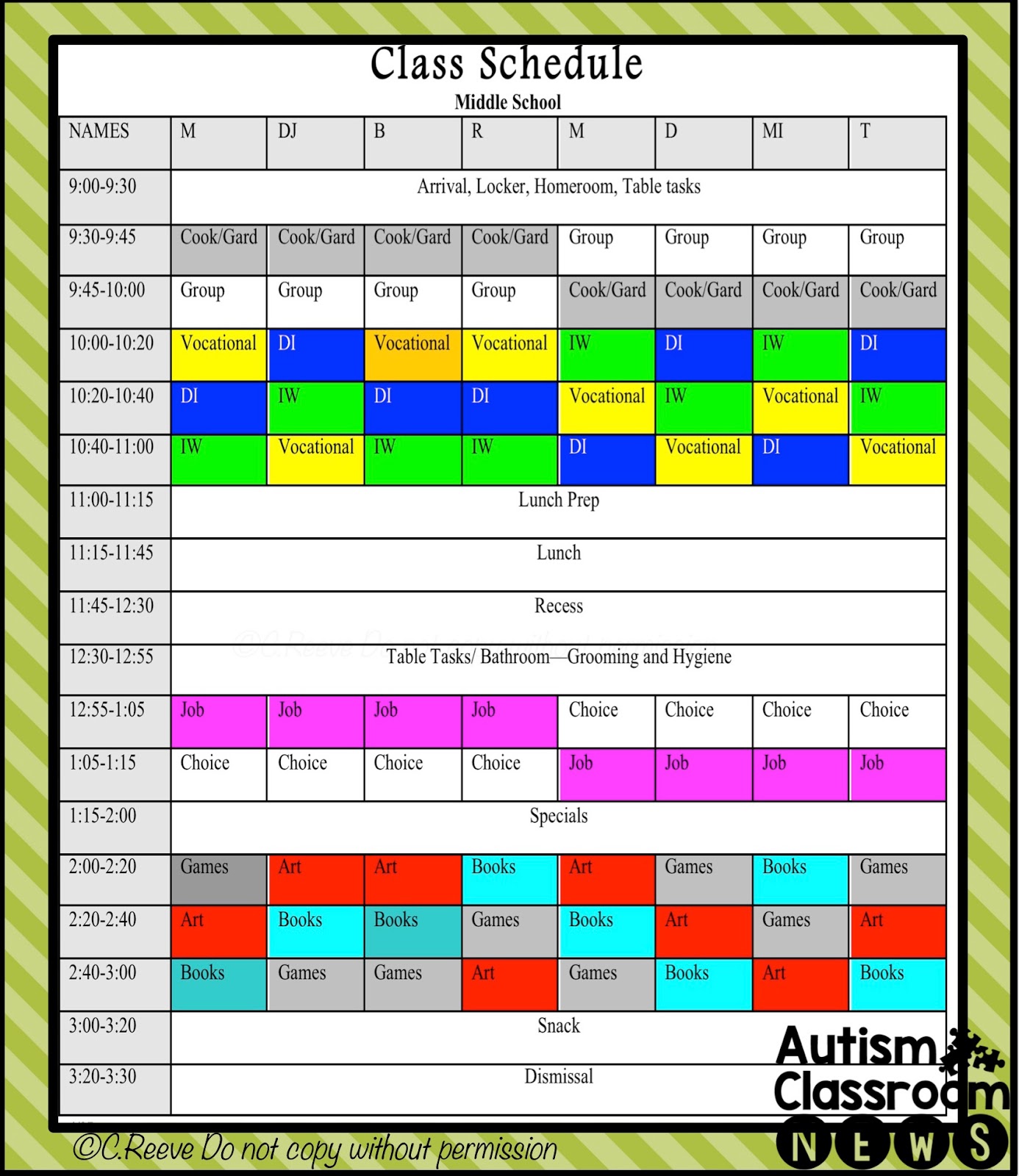 Classroom Routine Chart