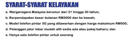 beberapa syarat untuk belia yang ingin memohon REBAT RM200 ini