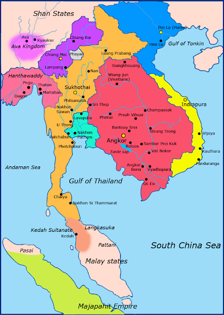 Map of Sukhothai Kingdom in the 13th Century