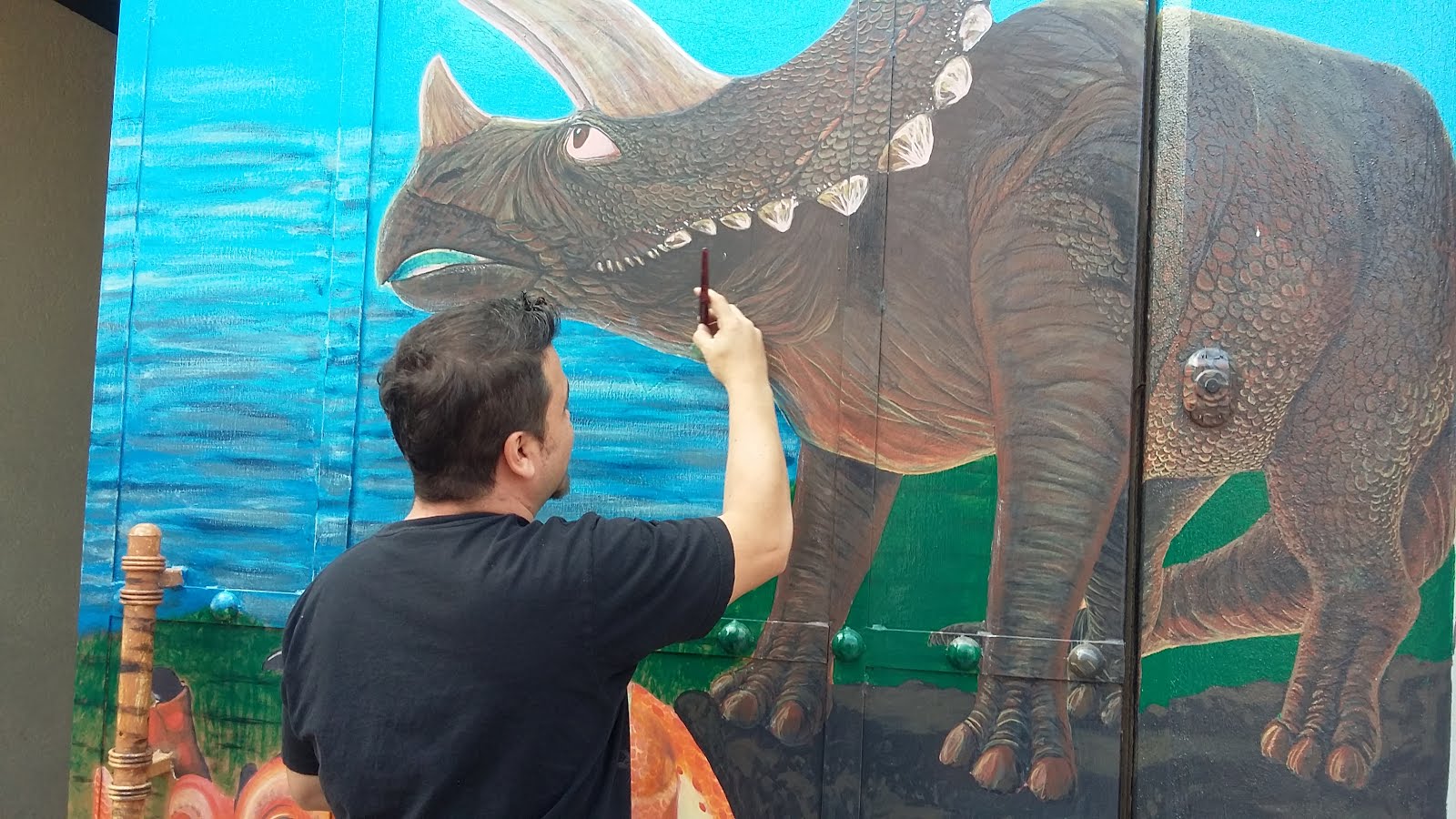 Alberto Gaona Dinosaurs Mural Oil Brush Painting