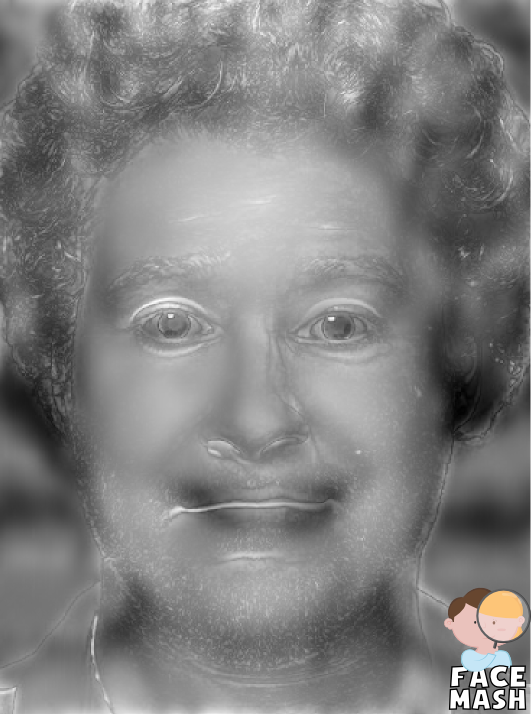 My cousin made a Face Mash app. Presenting Queen Rogan r/pics