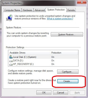 tip windows: การสร้างจุด Restore Point ใน Windows 7 tip windows: การสร้างจุด Restore Point ใน Windows 7