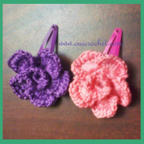 Crochet Pattern, Crochet Flowers, Crochet Hair Clips, Crochet Hair ...