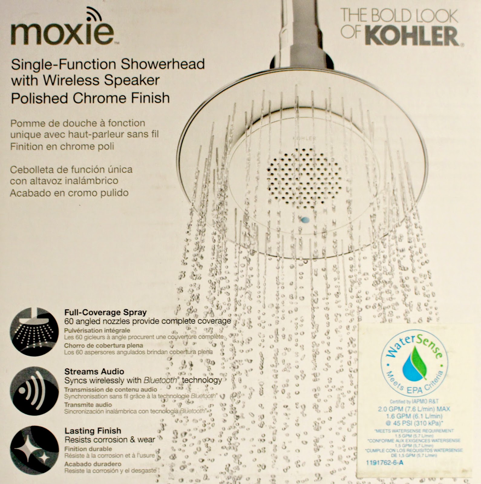 Kohler Moxie Single Function Showerhead With Bluetooth Wireless Speaker